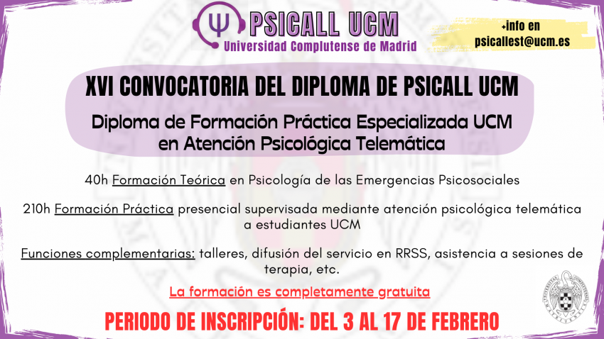 XVI CONVOCATORIA DEL DIPLOMA PSICALL UCM